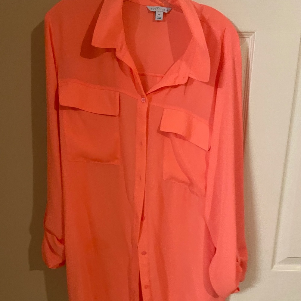 Hot pink button down dress shirt 2x